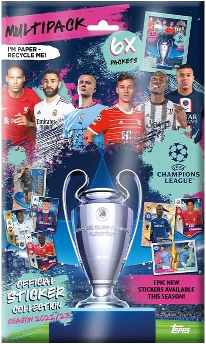 Topps UEFA Champions League 22/23 Football Stickers - Multipack (60 Stickers, 6