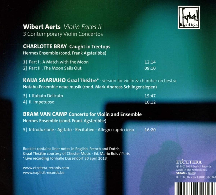 Hermes Ensemble - AERTS, Wibert / BRAY, Charlotte / SAARIAHO, Kaija / VAN CAMP, Bram:Violin Faces II [Audio CD]