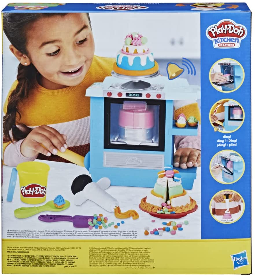 Play-Doh Kitchen Creations Rising Cake Oven Playset for Kids 3 Years and Up with 5 Cans, Non-Toxic