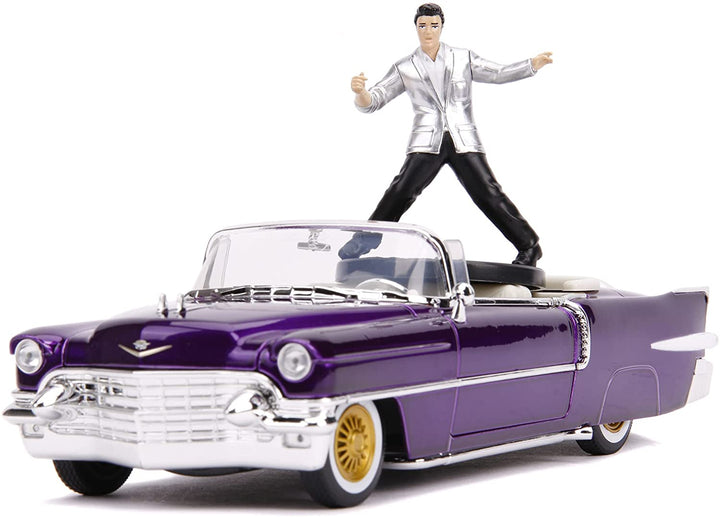 Jada Toys 253255011 1956 Presley Cadillac Eldorado Die-cast Toy Car, Doors, Trunk & Bonnet Open, Includes Elvis Figure, 1:24 Scale Purple