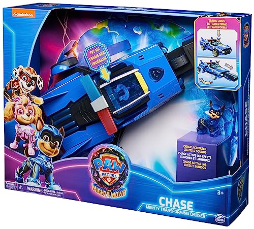 Paw Patrol: The Mighty Movie, Chase’s Mighty Transforming Cruiser with Mighty Pups Action Figure