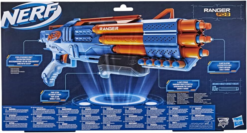 Nerf Elite 2.0 Ranger PD-5 Blaster, 5-Barrel Blasting, 10 Nerf Elite Darts