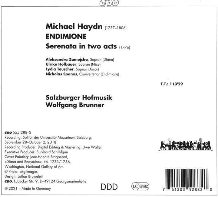 Haydn: Endimione [Aleksandra Zamojska; Ulrike Hofbauer; Lydia Teuscher; Nicholas Spanos ; Salzburger Hofmusik; Wolfgang Brunner] [Cpo: 555288-2] [Audio CD]