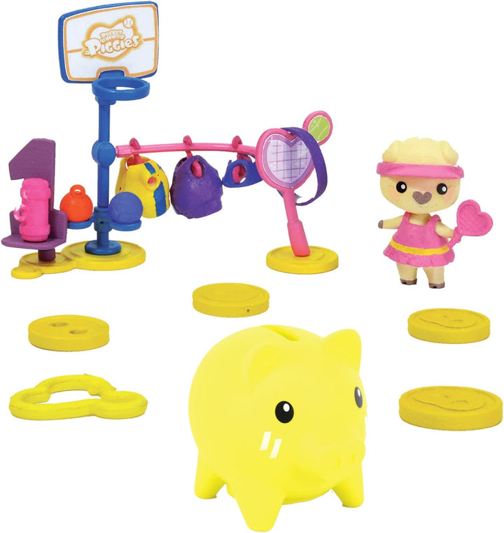 Pocket Money Piggies PCT01000 Sports-Cute Colourful Piggy Bank Filled with Fun Pocket Surprises-Store Coins