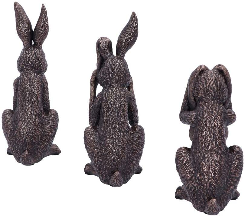 Nemesis Now See No, Hear No, Speak No Evil Bronze Hare Figurines, Polyresin, One