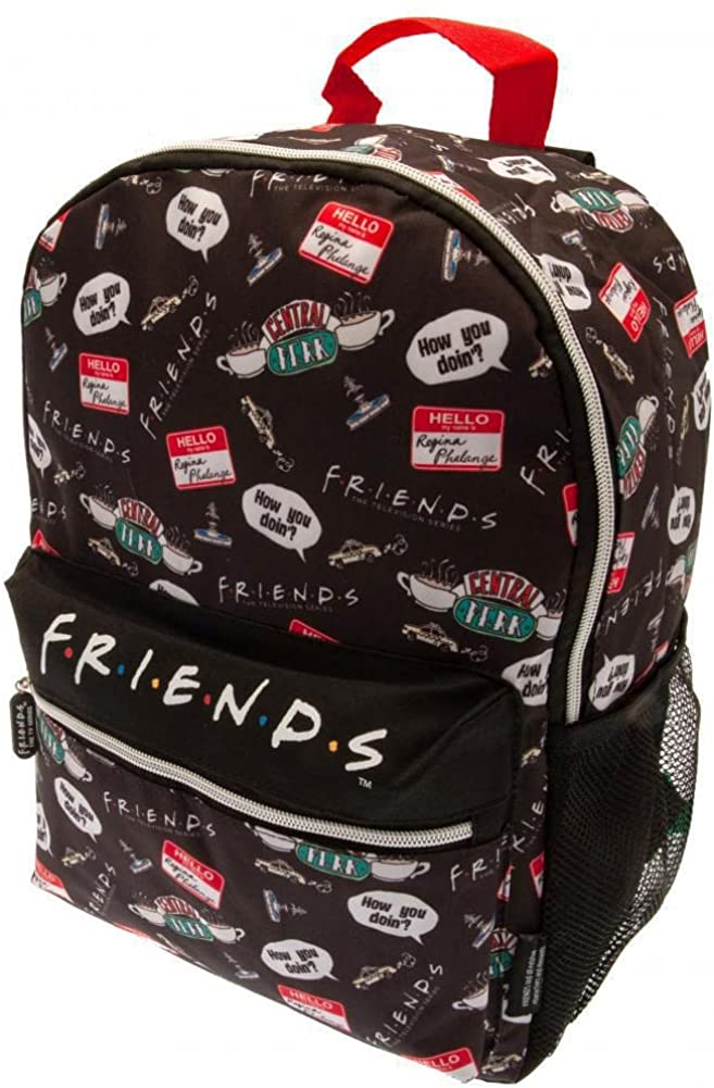 Friends Quotes AOP Black Backpack