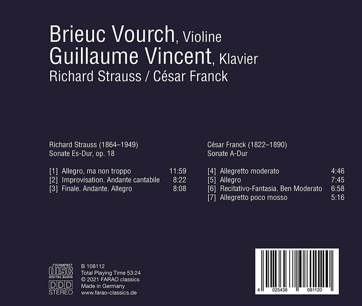 Strauss & Franck Violin Sonata [Brieuc Vourch; Guillaume Vincent] [Farao Classics: B108112] [Audio CD]