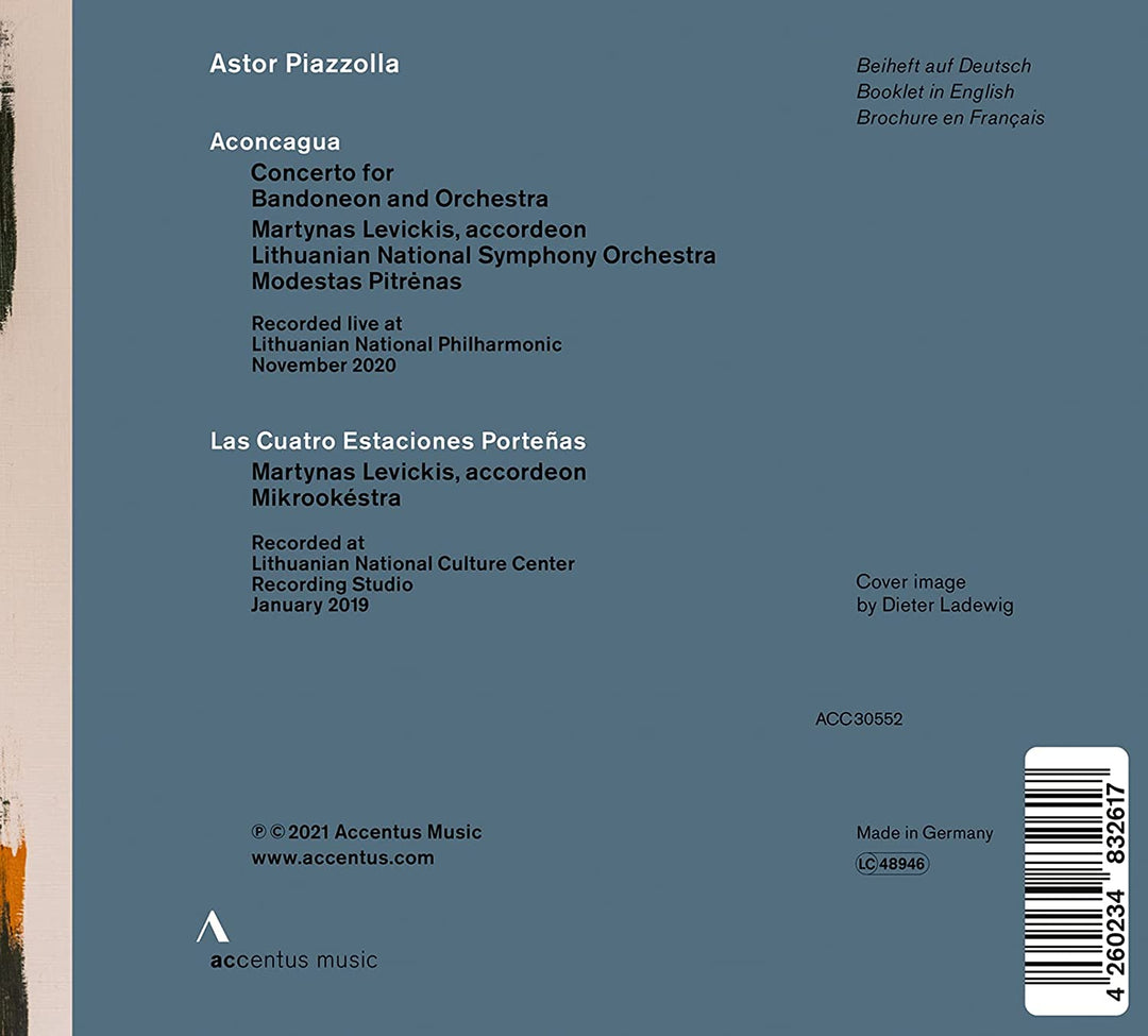 Martynas Levickis - Piazzolla: Aconcagua [Martynas Levickis; Lithuanian National Symphony Orchestra; Mikrookéstra; Modestas Pitrenas] [Accentus Music: ACC30552] [Audio CD]