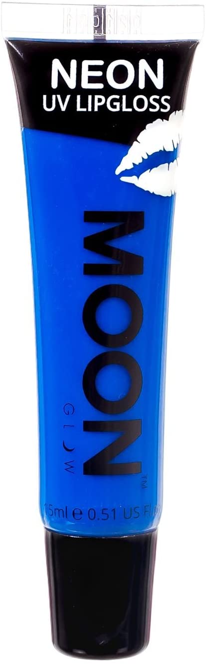 Brillo de labios Moon Glow Neon UV 15 ml Blue Bubblegum perfumado y brilla intensamente bajo los rayos UV.