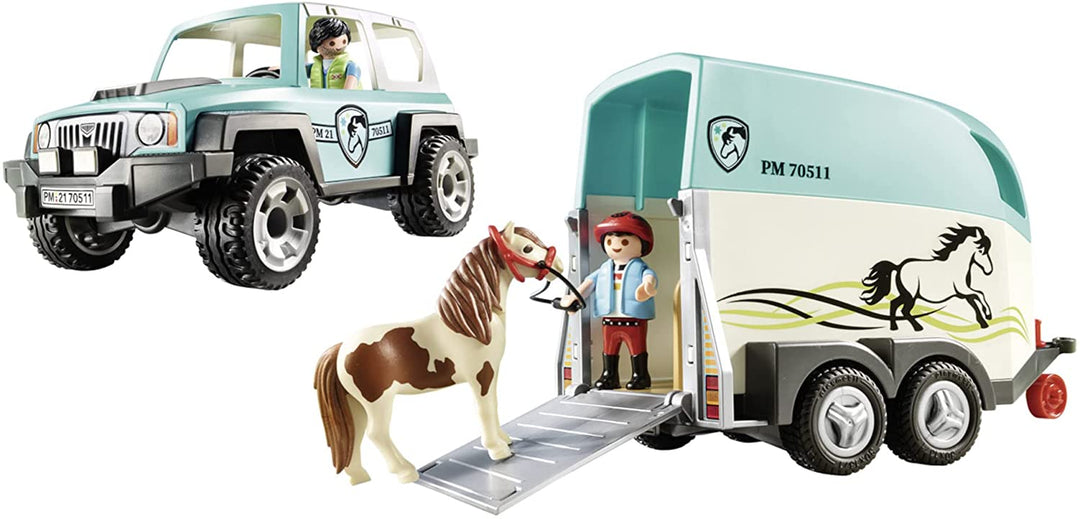 PLAYMOBIL Country 70511 Car with Pony Trailer, For ages 4+