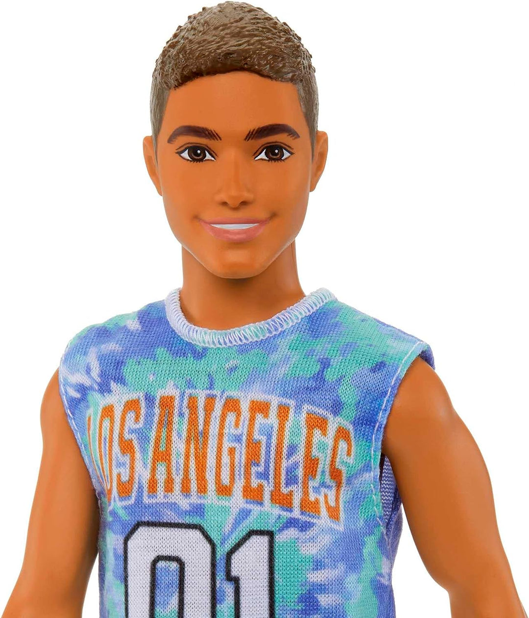 Barbie Ken Fashionistas Doll #212 with Prosthetic Leg, Wearing Los Angeles Jersey and Purple Shorts with Sneakers