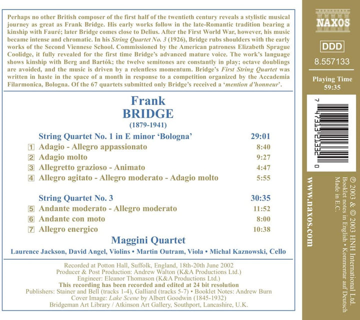 Bridge: String Quartets Nos. 1 and 3 [Audio CD]