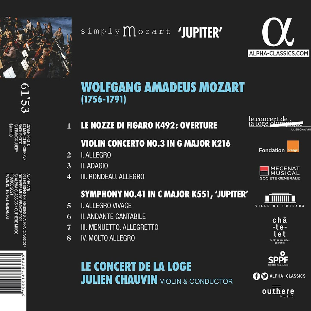 Mozart: Violin Concerto No. 3, Symphony 'Jupiter', Le nozze di Figaro Overture [Audio CD]