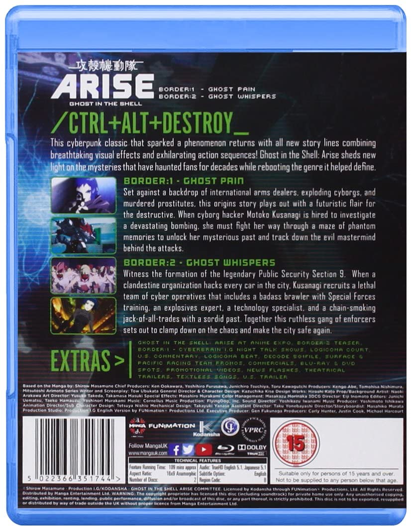 Ghost In The Shell Arise: Borders Parts 1 And 2 - Action/Sci-fi [Blu-ray]