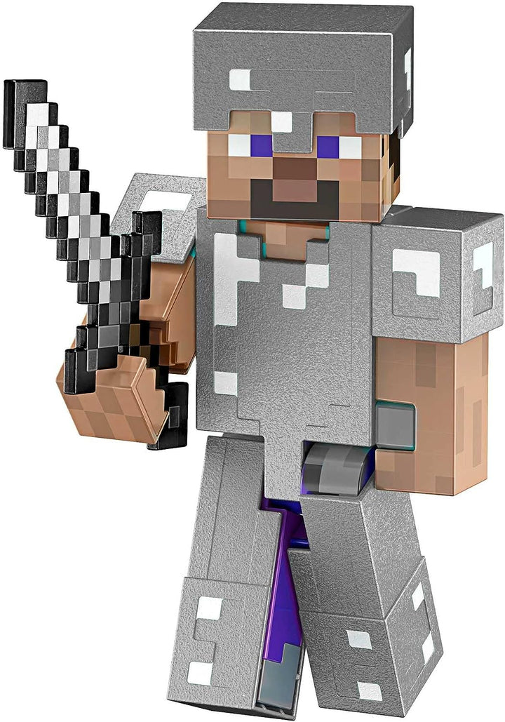 Mattel Minecraft Diamond Level Steve, 5.5-inch Collector Action Figure with Die-cast Accessories