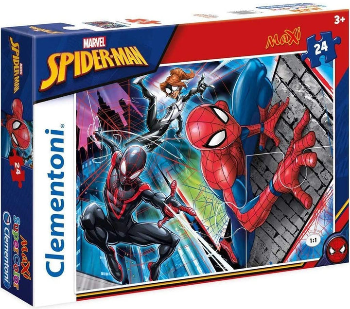 Clementoni 24497 Clementoni-24497-Supercolor Puzzle-Spiderman-24 Maxi Pieces, Multi-Colour