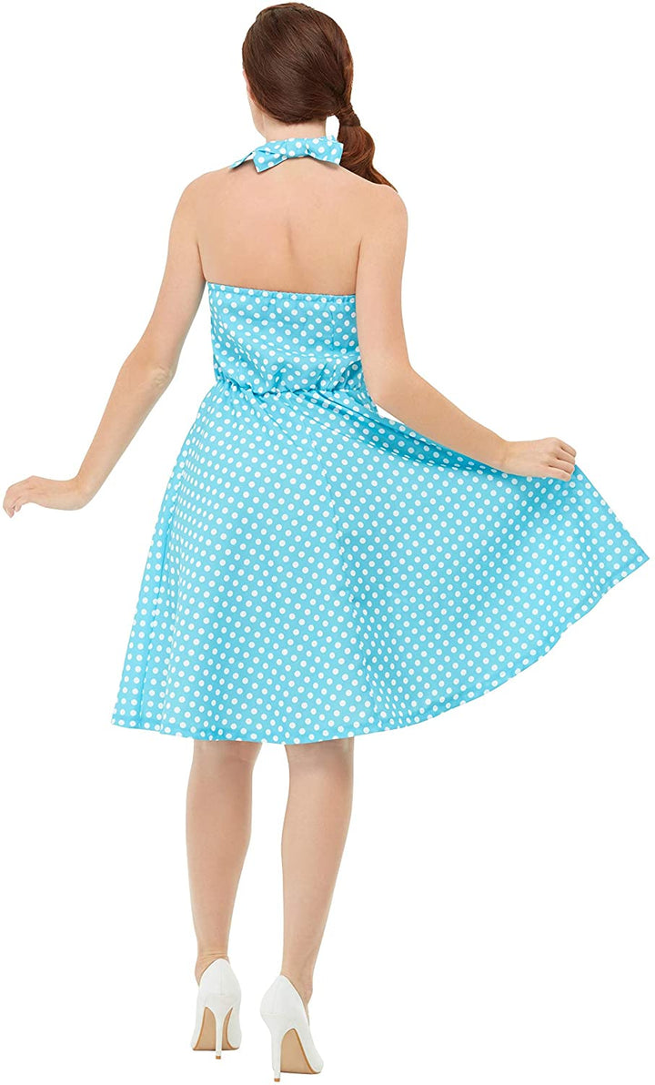 Smiffys 47785L 50s Pin Up Costume, Women, Blue S - UK Size 8-10