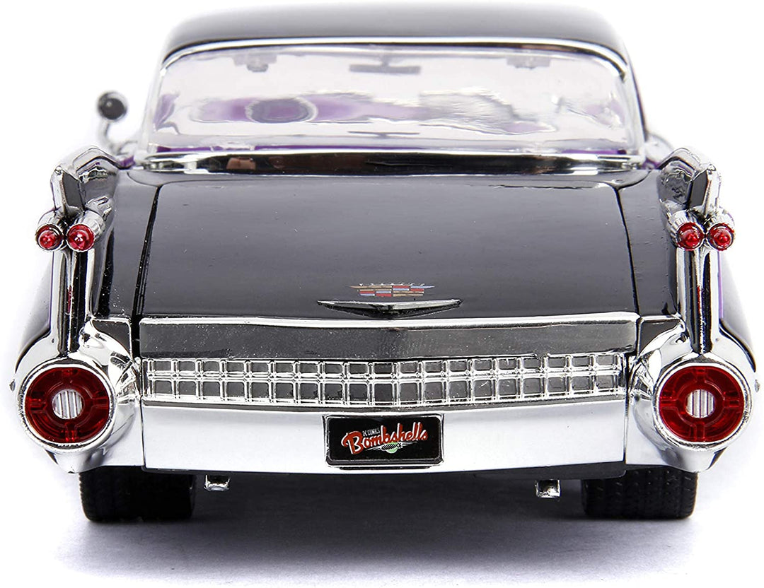 Jada Toys 253255006 Super Heroes DC Comics Bombshells 1959 Cadillac Toy Car Die-cast Doors, Boot & Bonnet Opening Catwoman Figure 1:24 Scale Black, Purple