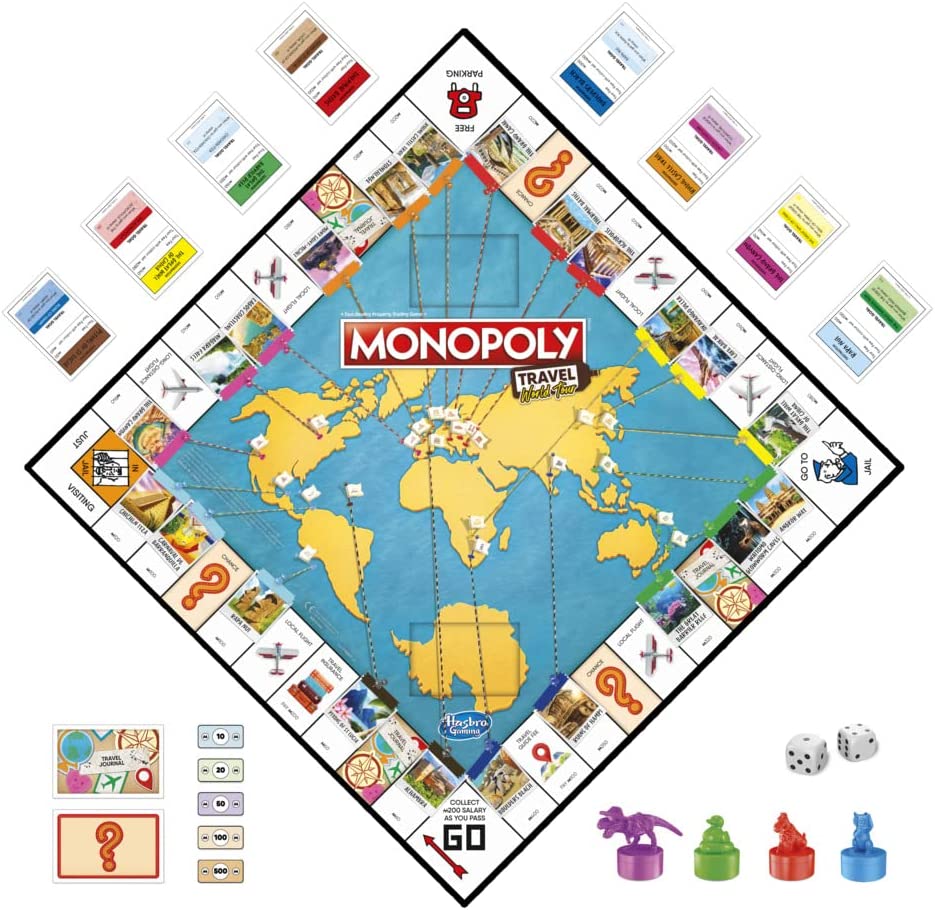 Hasbro Gaming Monopoly Travel World Tour Board Game for Families and Kids Ages 8