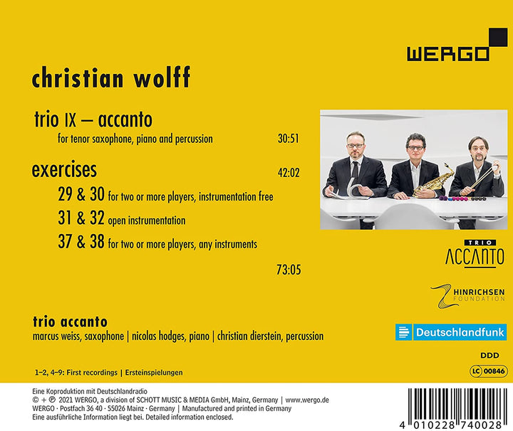 Trio Accanto - Wolff: Trio Ix And Exercises [Trio Accanto] [Wergo: WER 74002] [Audio CD]