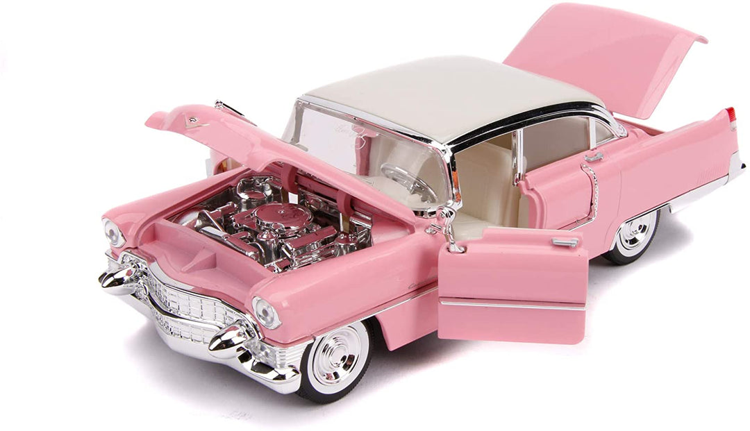 Jada Toys Elvis Presley Cadillac Fleetwood 1955 1/24 Scale Die-cast, Opening Doors, Boot & Bonnet, Includes Elvis Figure, Pink