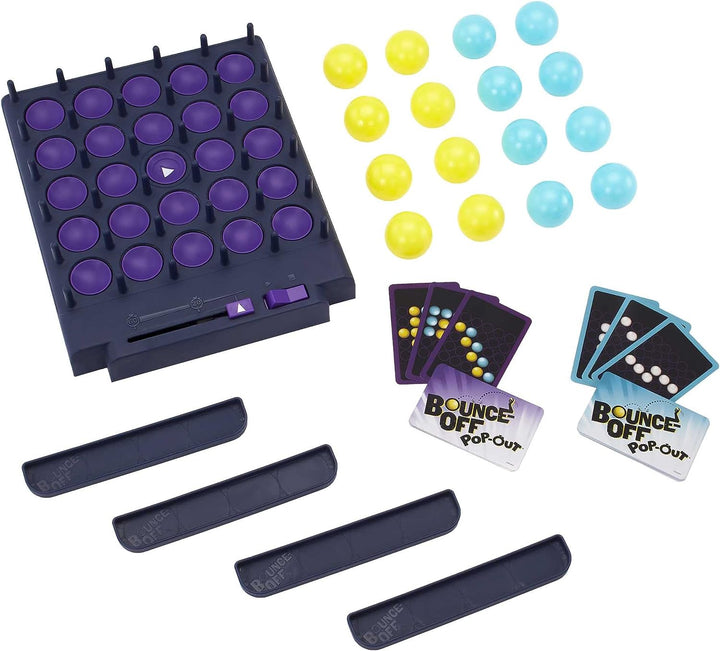 BOUNCE-OFF POP-OUT Party Game for Family, Teens, Adults with 16 balls, 20 Challenge Cards