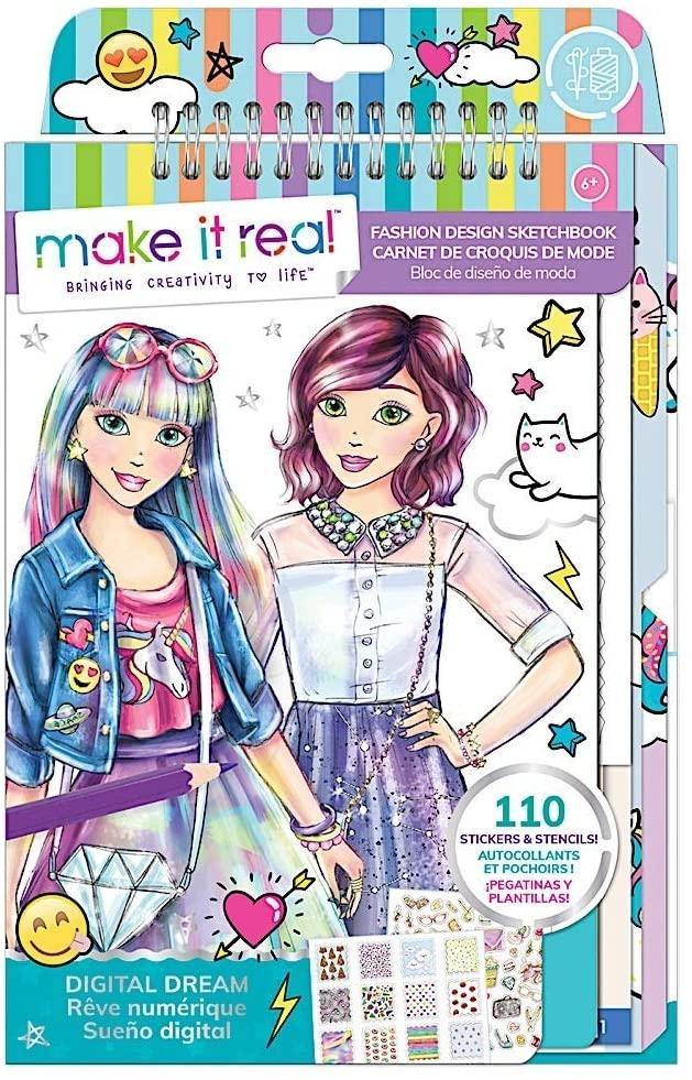 Make It Real Fashion Design Sketchbook Digital Dream Inspirational Fashion Design Coloring Book for Girls - Yachew