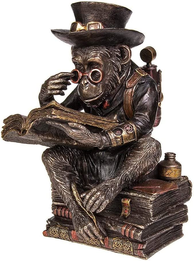 Nemesis Now Chimpanzee Scholar Figurine 18cm Bronze, Size 23cm