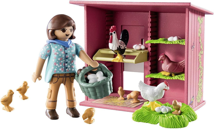 Playmobil 71308 Country Hen House, a ful chicken family for your Farm - chicken coop with a rooster