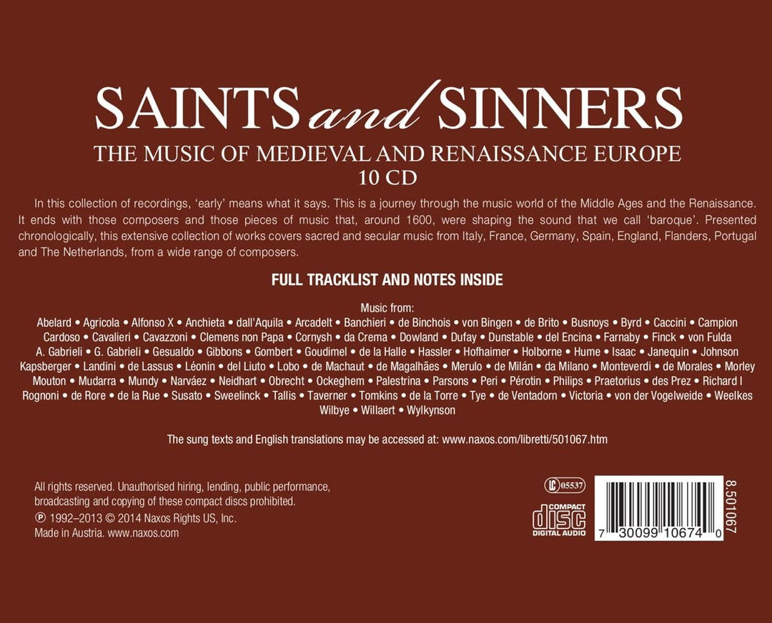 Saints And Sinners Box [Various] [Naxos: 8501067] - [Audio CD]