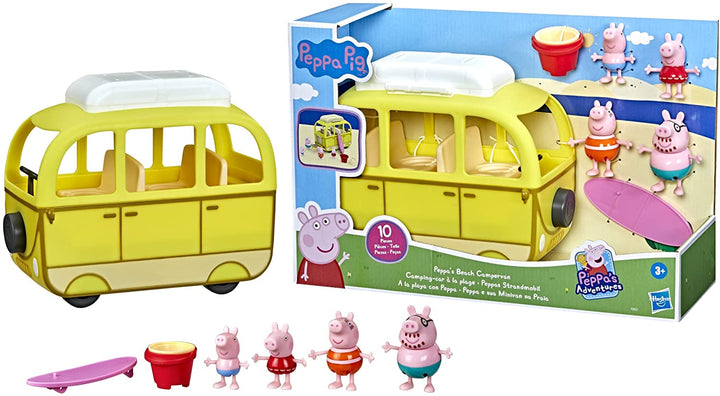 Peppa Pig Peppa’s Adventures Peppa’s Beach Campervan Vehicle Preschool Toy: 10 P