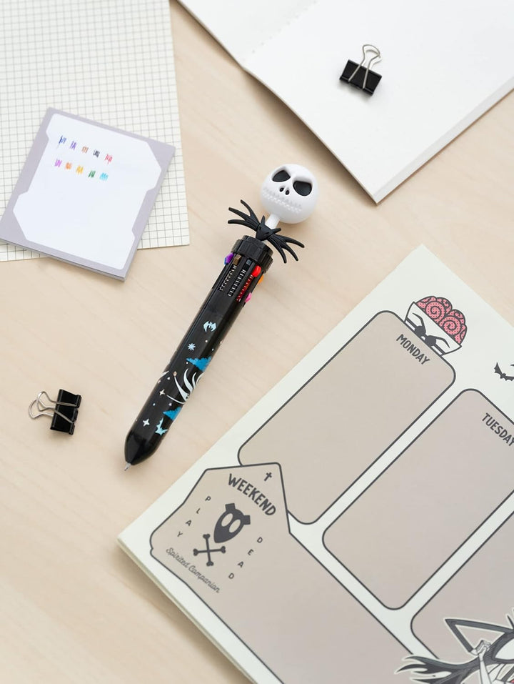 Grupo Erik Disney Tim Burton's The Nightmare Before Christmas Pen | 10 in 1 Ballpoint Pen with 3D Jack Skellington Topper