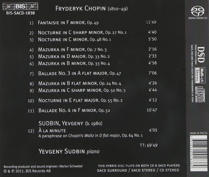 Chopin: Fantaisie F Minor, Ballades, Nocturnes, Mazurkas [Audio CD]