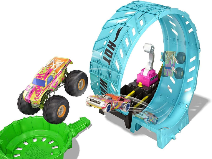 Hot Wheels Monster Trucks Glow in the Dark Epic Loop Challenge Playset with Launcher