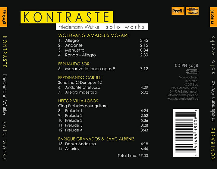 Kontraste: Soloworks [Friedemann Wuttke] [Profil: PH15038] [Audio CD]