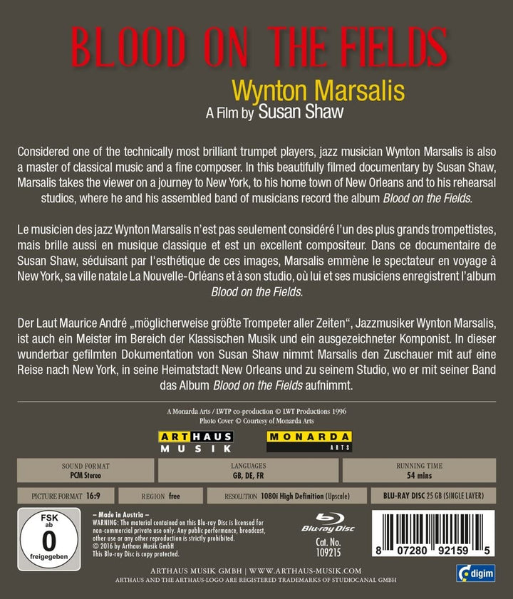 Blood On The Fields:Marsalis [Wynton Marsalis,Susan Shaw ] [ARTHAUS [Region A & B & C] [2016] [Blu-ray]