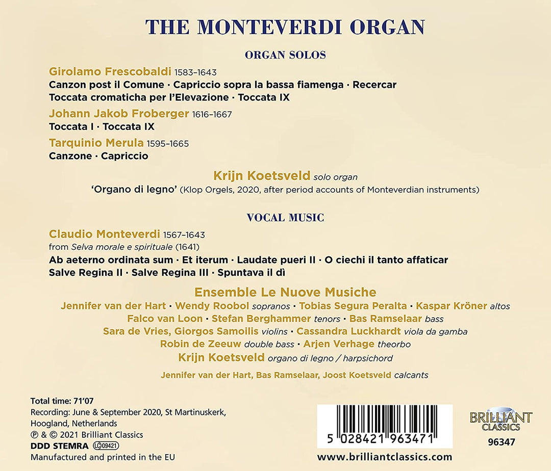 Krijn Koetsveld - The Monteverdi Organ [Audio CD]