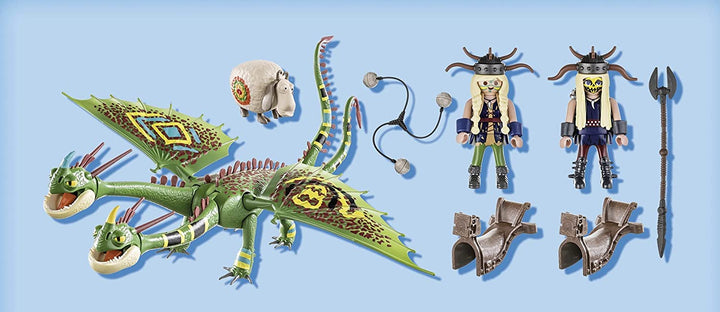 PLAYMOBIL DreamWorks Dragons 70730 Dragon Racing: Ruffnut and Tuffnut with Barf and Belch, for Children Ages 4+