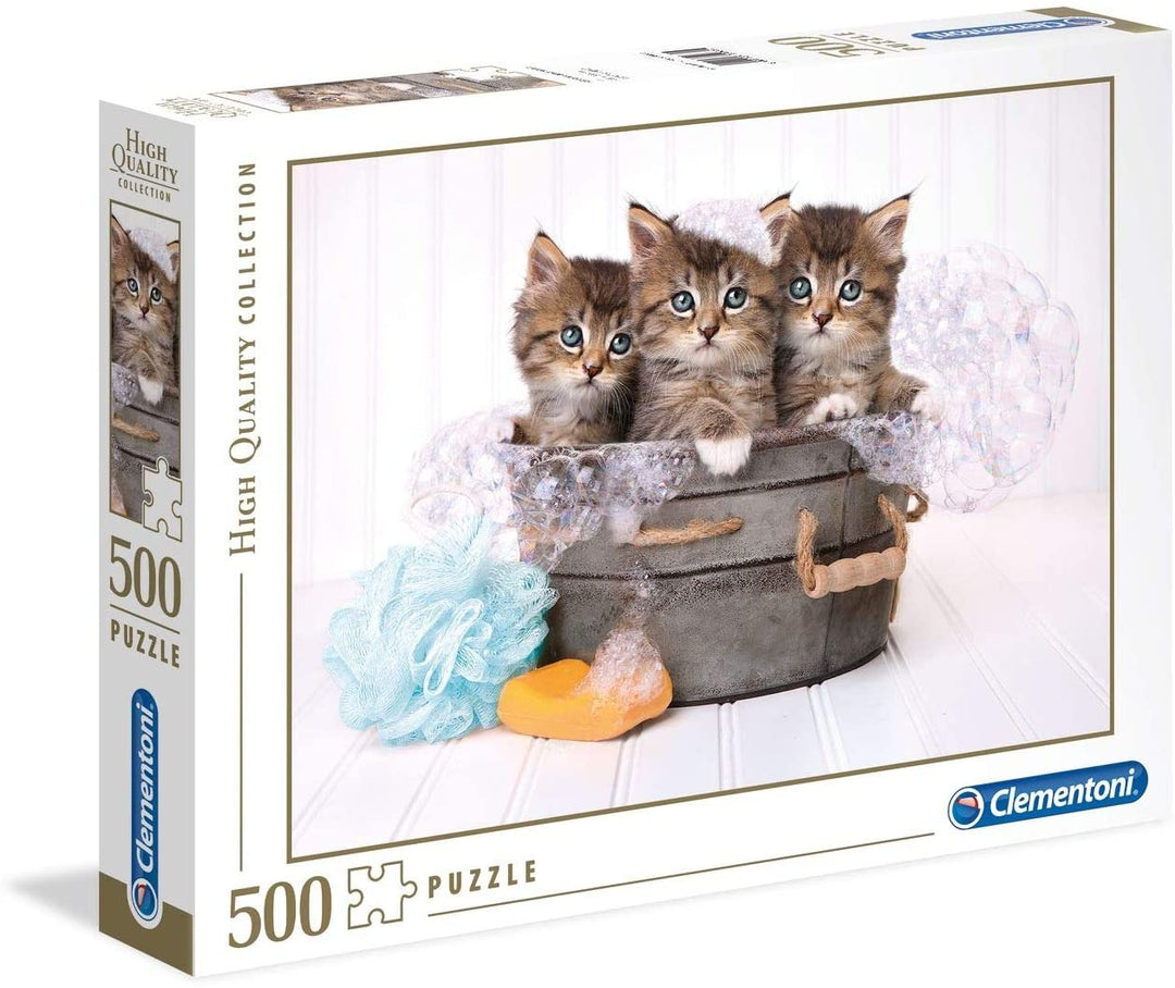 Clementoni - 35065 - Collection Puzzle for Adults and Children- Kittens and Soap-500 Pieces