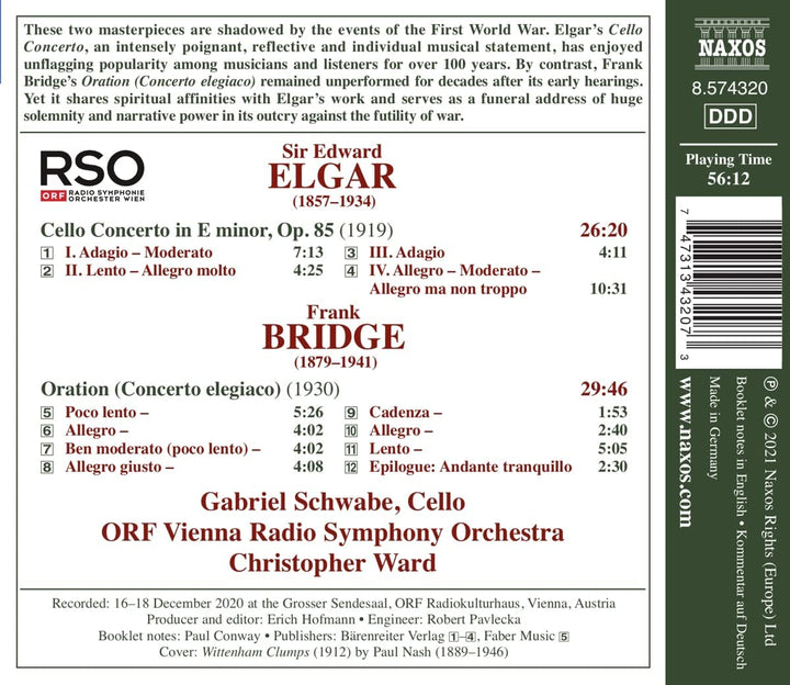 Elgar/Bridge: Cello Concertos [Gabriel Schwabe; ORF Vienna Radio Symphony Orches [Audio CD]