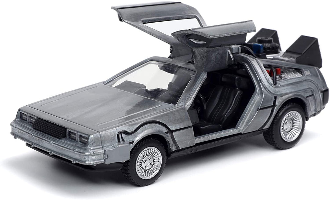 Jada Toys 253252017 Time Machine Back to The Future 1 Die-cast Car with Opening Doors 1:32 Scale Metallic Silver