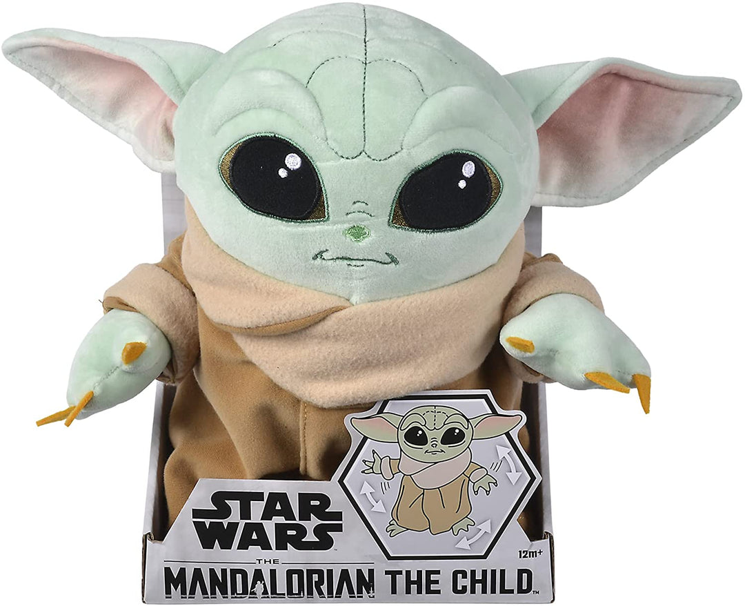 Simba 6315875802 The Mandalorian The Child Baby Yoda 30cm Articulated Plush Toy in Display Box Officially Licensed Disney for All Ages, Multicoloured, 30 cm