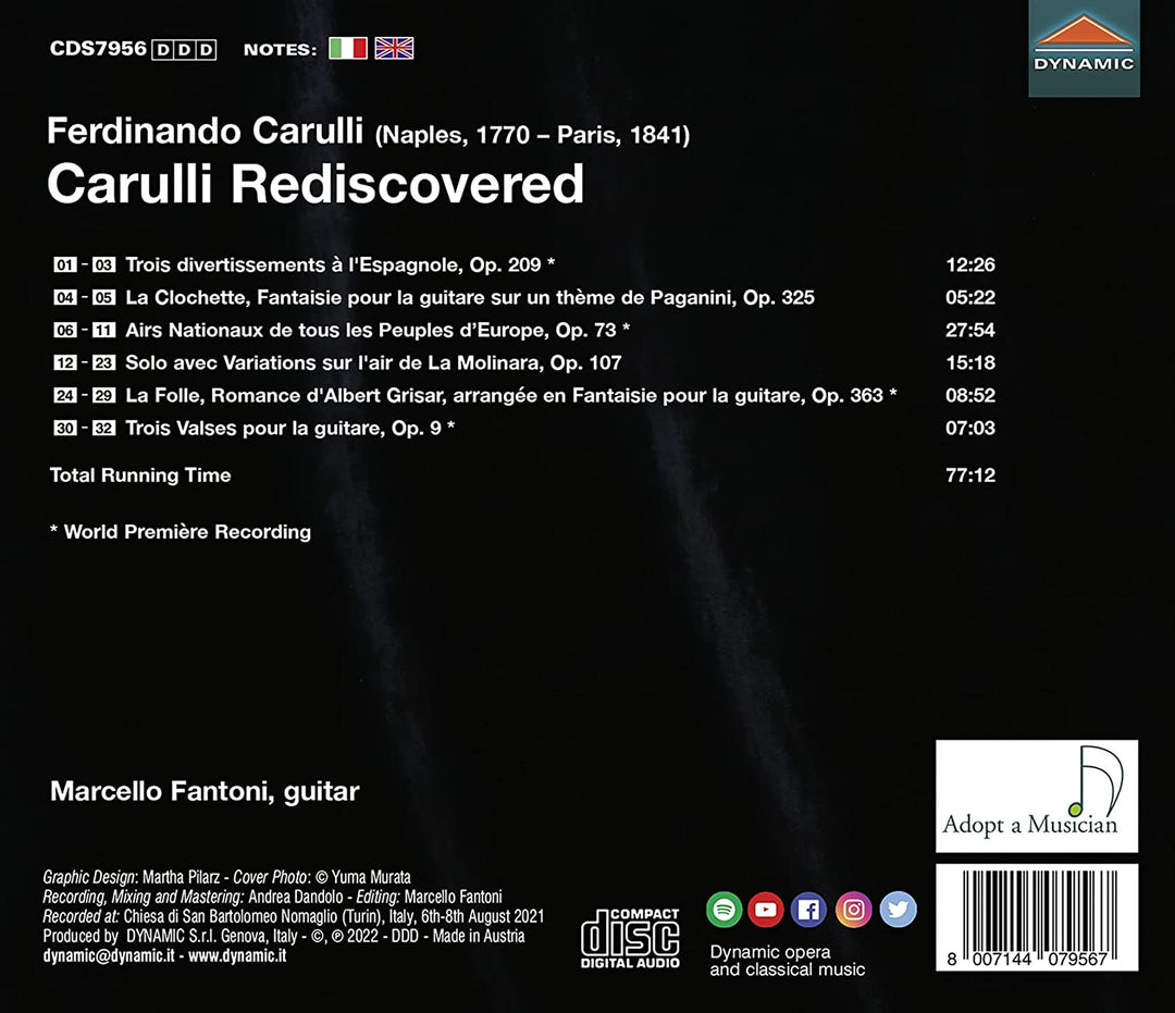 Carulli Rediscovered [Marcello Fantoni] [Dynamic: CDS7956] [Audio CD]