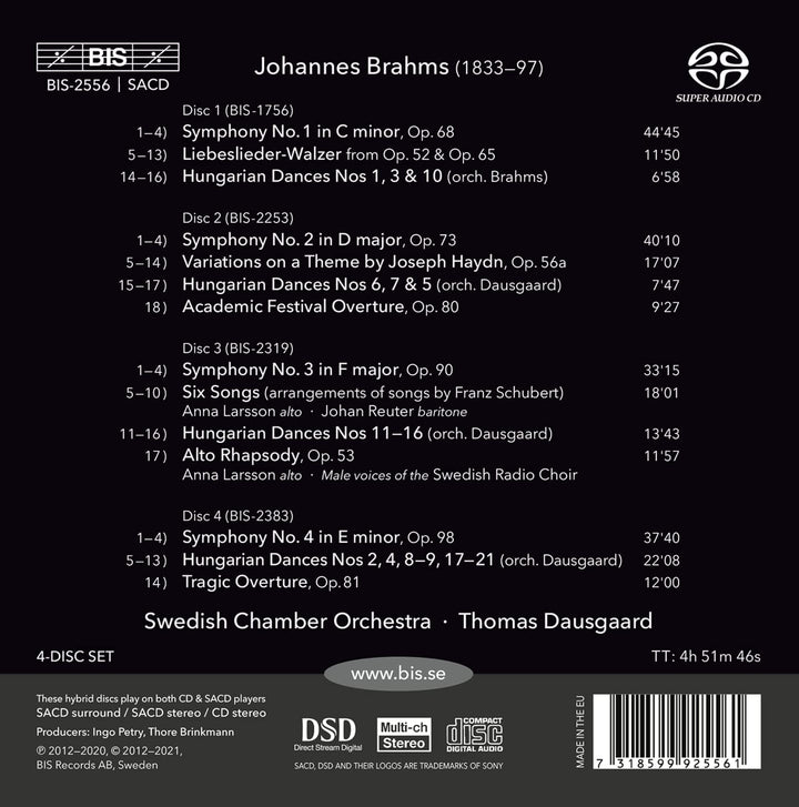 Swedish Chamber Orchestra & Thomas Dausgaard - Brahms: Symphonies [Audio CD]