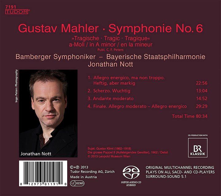 Mahler: Symphony No.6 'Tragic' [Jonathan Nott, Bamberger Symphoniker] [Tudor: SA] [Audio CD]