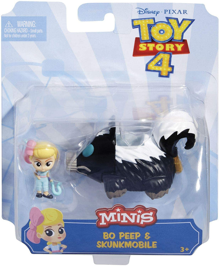 Disney Pixar Toy Story 4 Bo Peep Mini Figure and Skunkmobile Vehicle, Compact for Home and On-the-Go Play