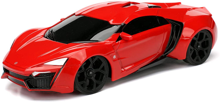 Jada Toys Fast & Furious Lykan Hypersport 253203020 Remote Control 2-Channel Radio Control Turbo Function RC Car Drives Forwards-Backwards, Left-Right, Scale 1:24, Red