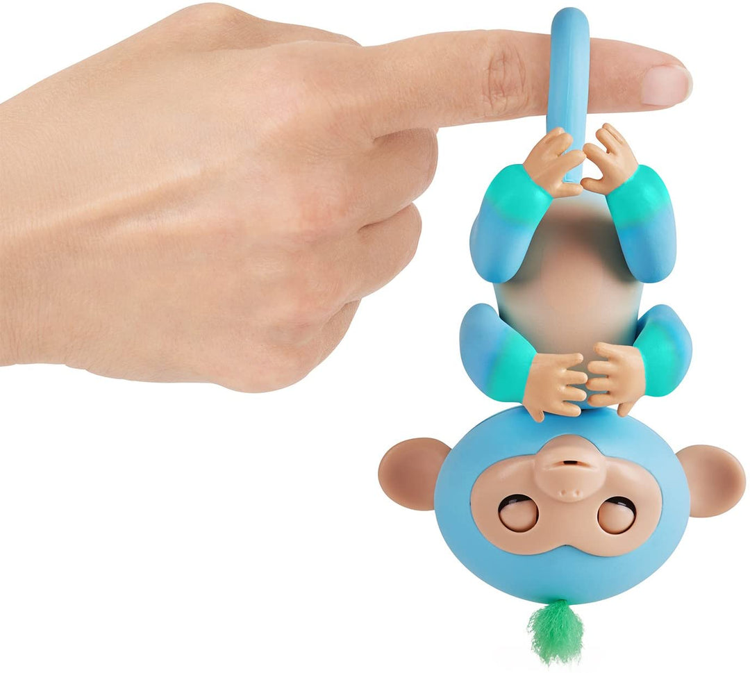 Fingerlings 2 Tone Monkey - Charlie (Blue with Green accents) - Interactive Baby Pet