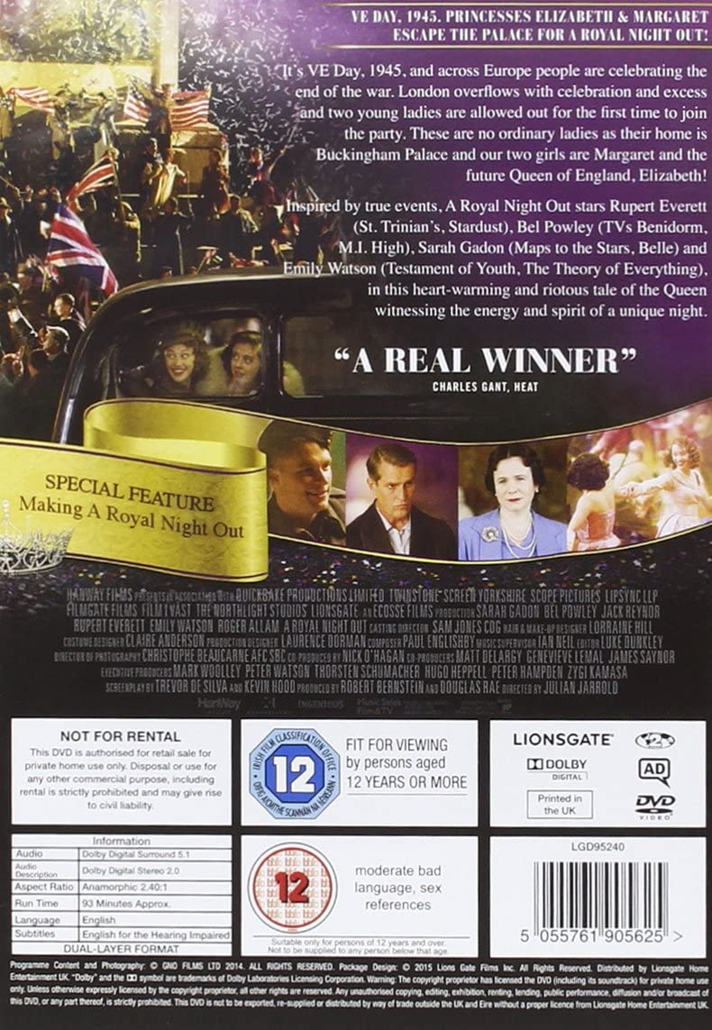 A Royal Night Out [2015] - Romance/Drama [DVD]