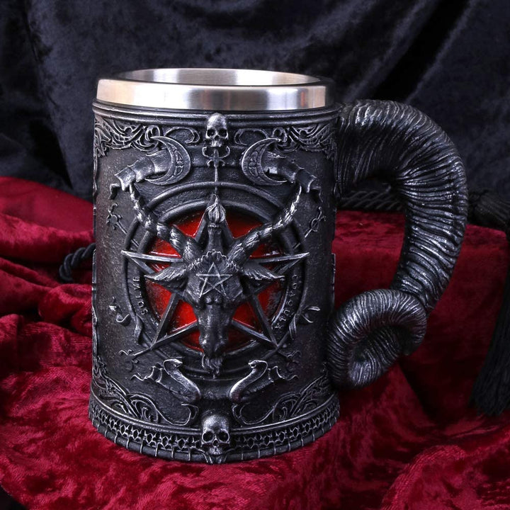 Nemesis Now Black, B4648N9 Baphomet Tankard 16.5cm Mug, Resin w/Stainless Steel,